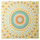 Gele Turquoise Mandala Tegeltje (Voorkant)