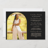 Gele Typografie Foto Afstuderen Aankondiging (Achterkant)