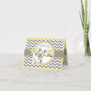 Gele Uil Chevron Print Dank u kaart
