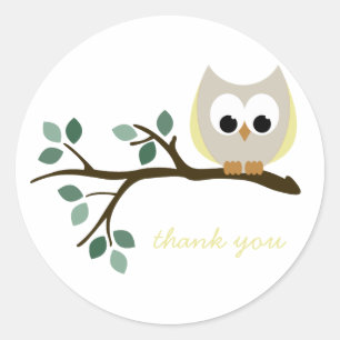 Gele Uil Dank u Stickers
