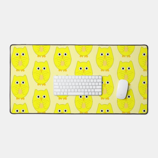 Gele Uil Ontwerp Bureaumat (Keyboard & Muis)