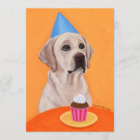 gele uitnodiging van Labrador Birthday Party