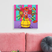 Gele Vaas Uitgerekt Canvas Print (Insitu (Woonkamer))