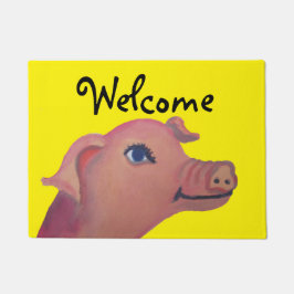 gele varkenswelkomstmat deurmat