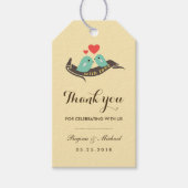 Gele vedervogels met Label met een kleine hartbrui Cadeaulabel (Voorkant)