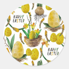 Gele veer ronde sticker