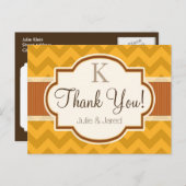 Gele, verbrande Oranje Chevron Stripes Dank u Briefkaart (Voorkant / Achterkant)