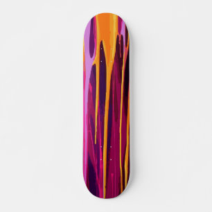 Gele verf druppel over roze en paarse abstracte ku skateboard