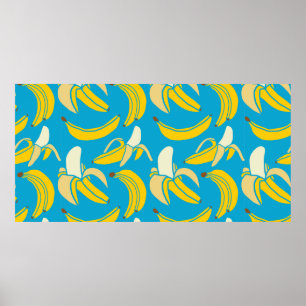 gele verse vruchten tropische banaan naadloos patr poster
