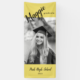Gele verticale foto-Afstuderen banner