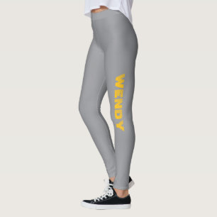 Gele vervaagde aangepaste tekst op grijs leggings