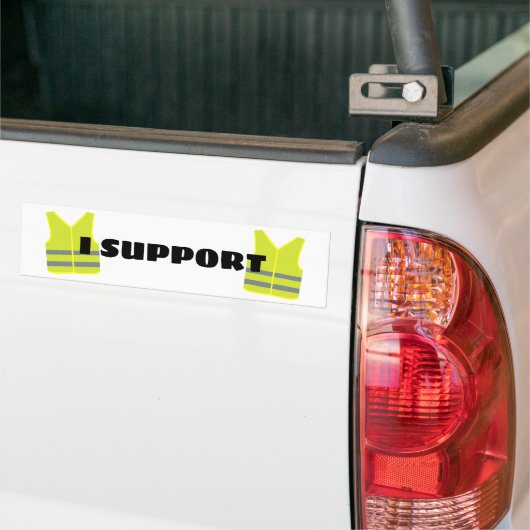 Gele vest support design bumpersticker (Op Truck)