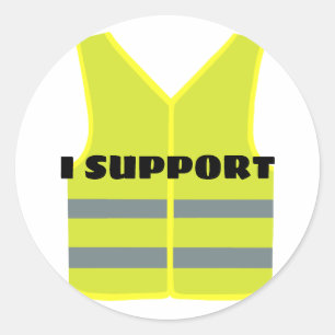 Gele vest support design ronde sticker
