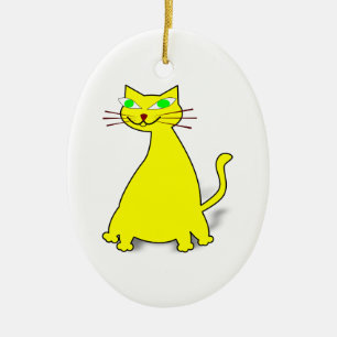 Gele vetkat keramisch ornament
