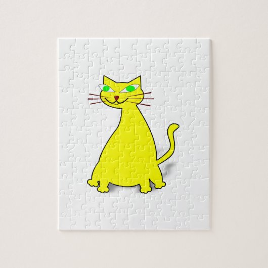 Gele vetkat legpuzzel (Verticaal)