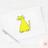 Gele vetkat rechthoekige sticker (Envelop)