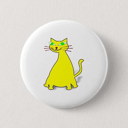 Gele vetkat ronde button 5,7 cm (Voorkant)