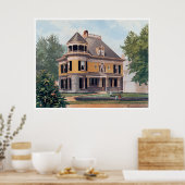 Gele Victoriaans Stijl Home Poster (Keuken)