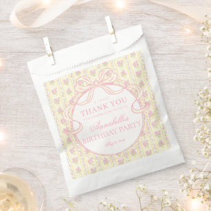 Gele Vintage Fantasie Bloemrijke Verjaardagsfeest Bedankzakje