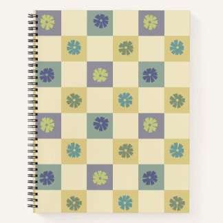 Gele violette bloem cheques notitieboek