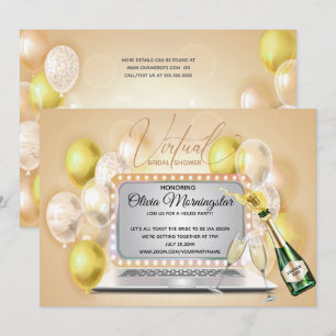 Gele Virtual Vrijgezellenfeest Celebration-laptop Kaart