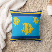 Gele vis, blauw en geel kussen (Deken)