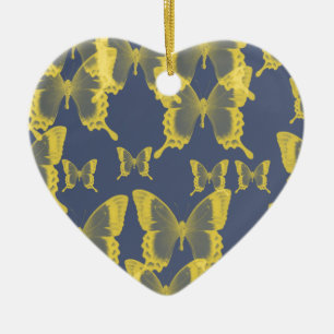 gele vlinder keramisch ornament
