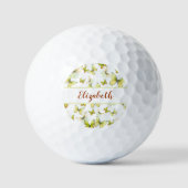  gele vlinder met aangepaste naam dames golfballen (Voorkant)