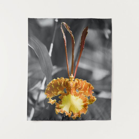 Gele vlinder orchidee bloem wandkleed (Voorkant)