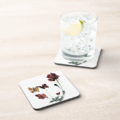 Gele vlinder rode papaver onderzetter (Rechterzijde)