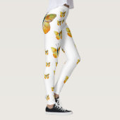 Gele Vlinder Waterverf Kunst Aangepaste Leggings (Rechts)