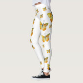 Gele Vlinder Waterverf Kunst Aangepaste Leggings (Links)