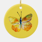 Gele Vlinder Waterverf tekeningCirkel Ornament (Achterkant)