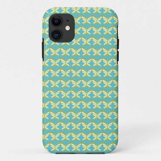 Gele vlinders op blauw Case-Mate iPhone case (Achterkant)