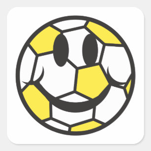 gele voetbal smiley face vierkante sticker