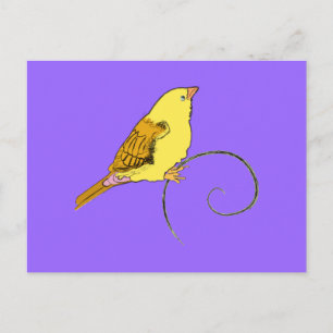 Gele vogel briefkaart
