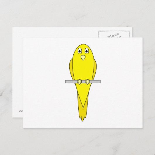Gele vogel. Canarische. Op wit. Briefkaart (Voorkant / Achterkant)