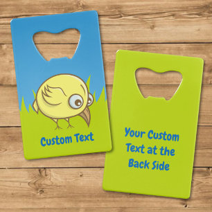 Gele vogel cartoon creditcard flesopener kredietkaart flessenopener