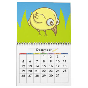 Gele vogel cartoon kalender