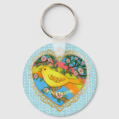Gele Vogel Hart Oma sleutelhanger (Voorkant)