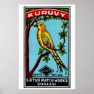 Gele Vogel in Boom - Matchbox Print - Esthetisch