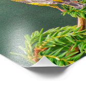 Gele vogel op bijkantoor foto afdruk (Hoek)