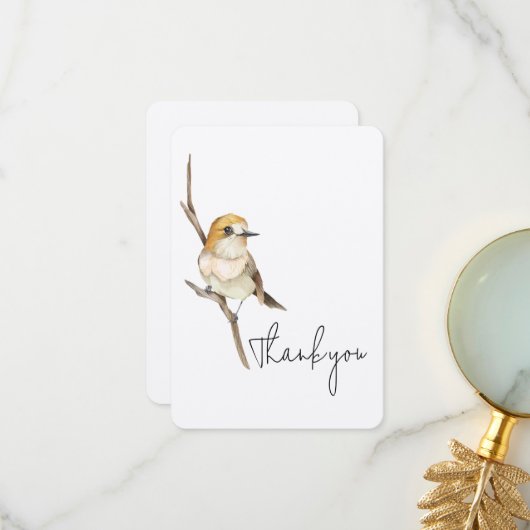 Gele vogel op een filiaal bedankt (Voorkant / Achterkant in situ)