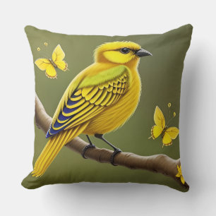 Gele vogel werpkussen natuur huisdecoratie kussen
