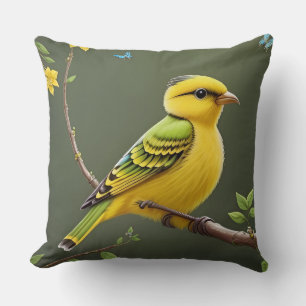 🌞 Gele Vogel Worp Kussen Natuur Cadeau Huisdecora