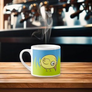 Gele vogelcartoon espresso kop