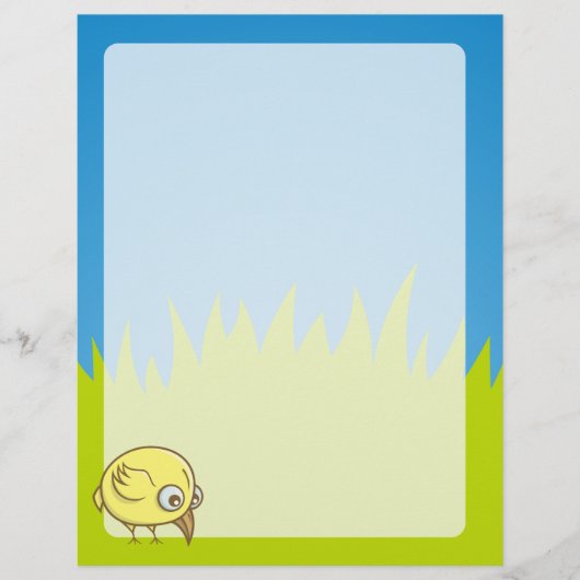 Gele vogelcartoon flyer (Voorkant)