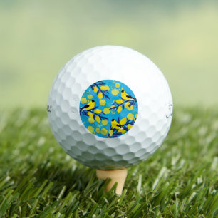 Gele Vogels Patroon op Citroenboom Golfballen