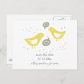 Gele vogels praten over liefde STD horizontaal Aankondigingskaart (Voorkant / Achterkant)