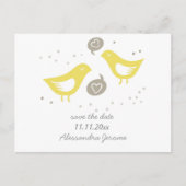 Gele vogels praten over liefde STD horizontaal Aankondigingskaart (Voorkant)